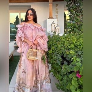 New Zimmermann Dawning Seascape Ruffle Maxi Dress In Appliqué Size AU1